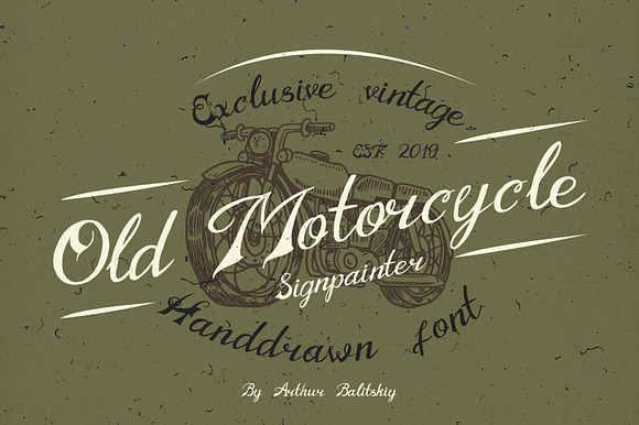 Old Motorcycle handwritten font preview 7