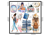 Watercolor Traveler Clipart, an Illustration by CraftCrateShop (Thumbnail 4 of 7)