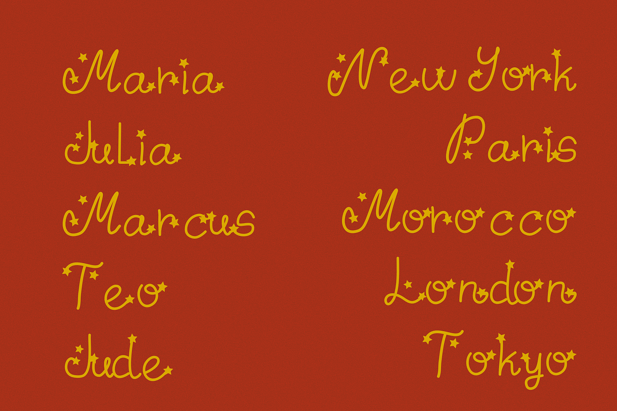 Quirky Star Celestial Font, a Handwritten Font by Ashiya Pixel (Photo 2 of 9)