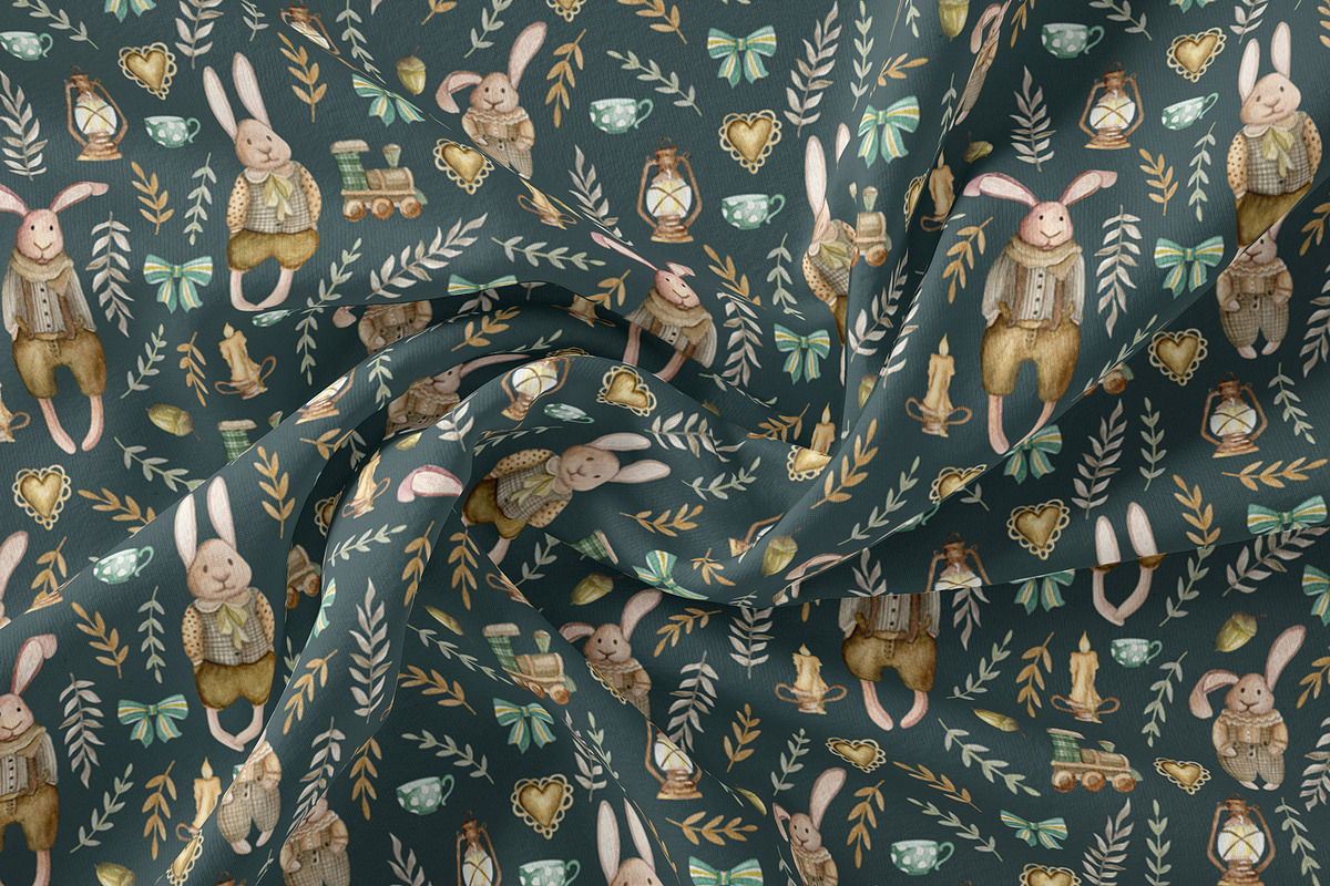 Vintage rabbits. Watercolor set, an Object Graphic by JuliaBadeeva (Photo 7 of 7)