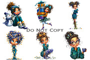 Quirky Christmas Girl Clipart Bundle, an Illustration by Craft Nest (Thumbnail 7 of 8)
