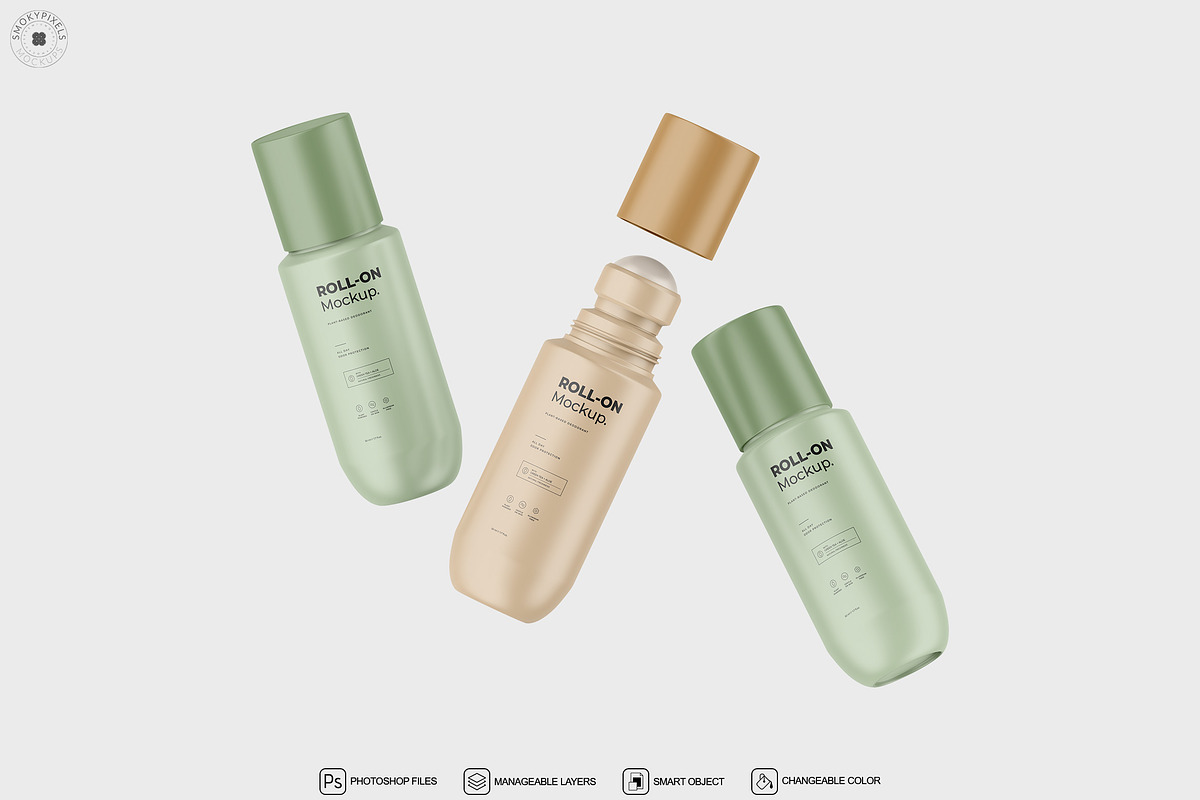 Roll-On Bottle Mockup, a Packaging Mockup by SmokyPixels (Photo 4 of 6)