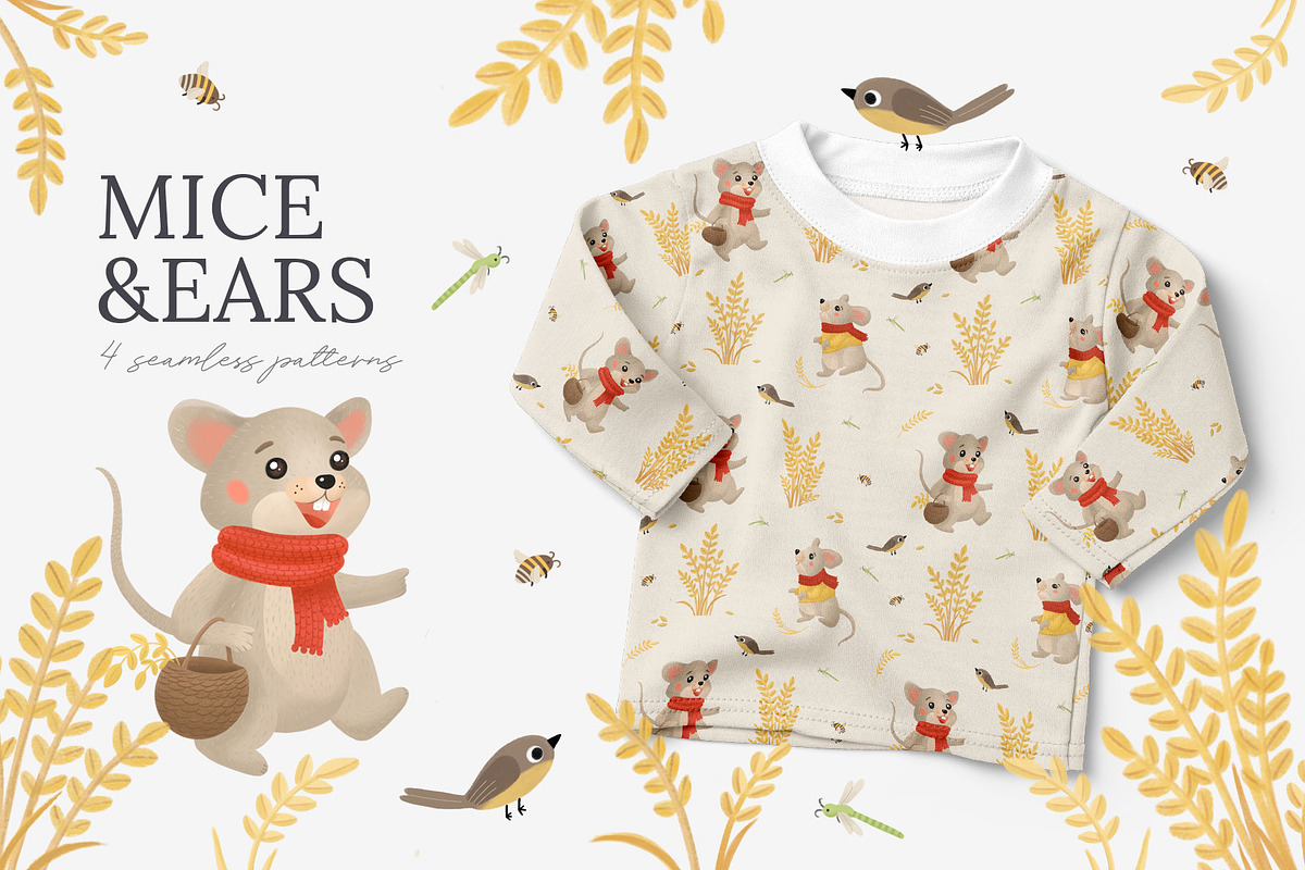 Mice & Ears Seamless Patterns, a Pattern Graphic by Letters-Shmetters (Photo 1 of 9)