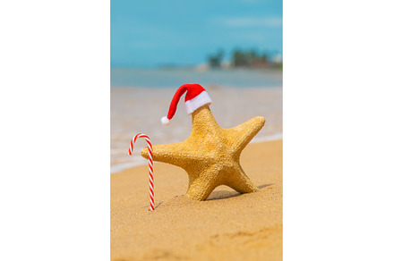 Starfish Santa Claus on the beach, a Holiday Photo by yanadjana