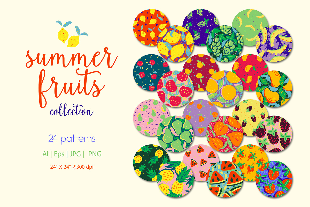 summer fruits - pattern collection, a Pattern Graphic by Mona Ahmed (Photo 1 of 6)