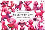 Dog Silhouette Love Summer Clipart, an Illustration by Designworld (Thumbnail 1 of 6)