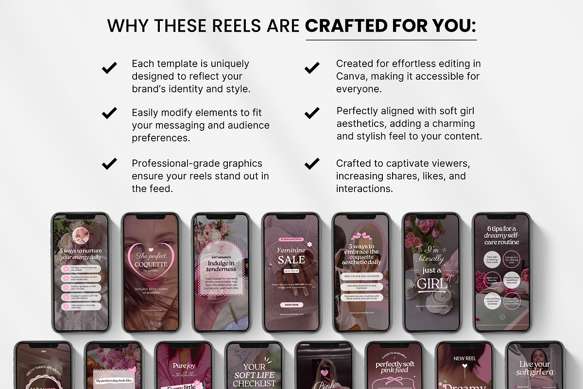 100 Girly Pink Instagram Reels, a Social Media Template by DigiPax (Photo 8 of 10)