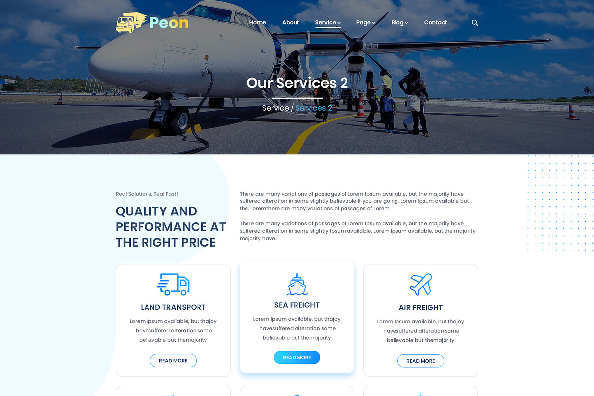 Peon - Logistic PSD Template, a Landing Page Template by Andit themes (Photo 10 of 34)