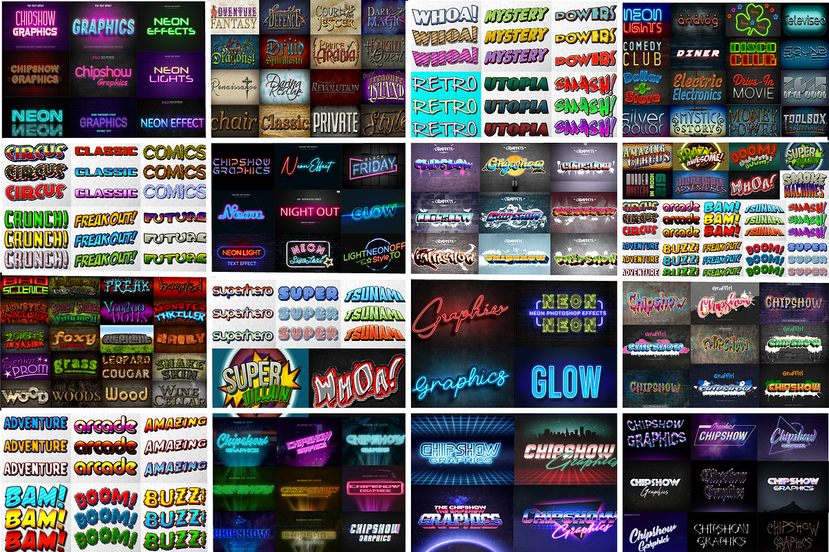 Photoshop Text effects Bundle, a Layer Style Add-On by Chipshpow Graphics (Photo 7 of 7)