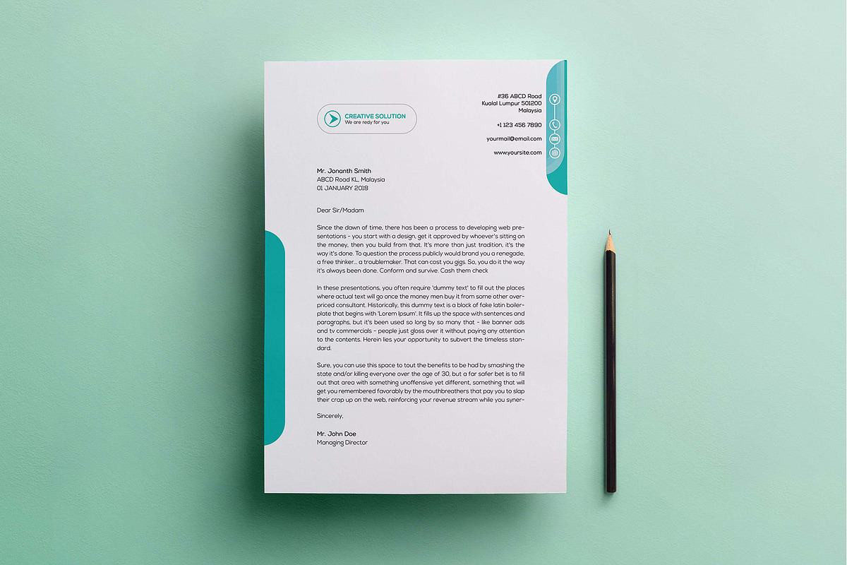 Corporate Letterhead with MS Word, a Stationery Template by GreenPixi (Photo 8 of 11)