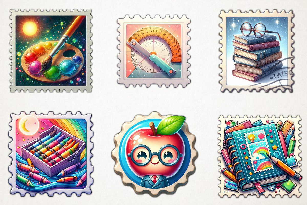 Back To School Postage Stamp Clipart, an Illustration by RobertsArt (Photo 3 of 4)