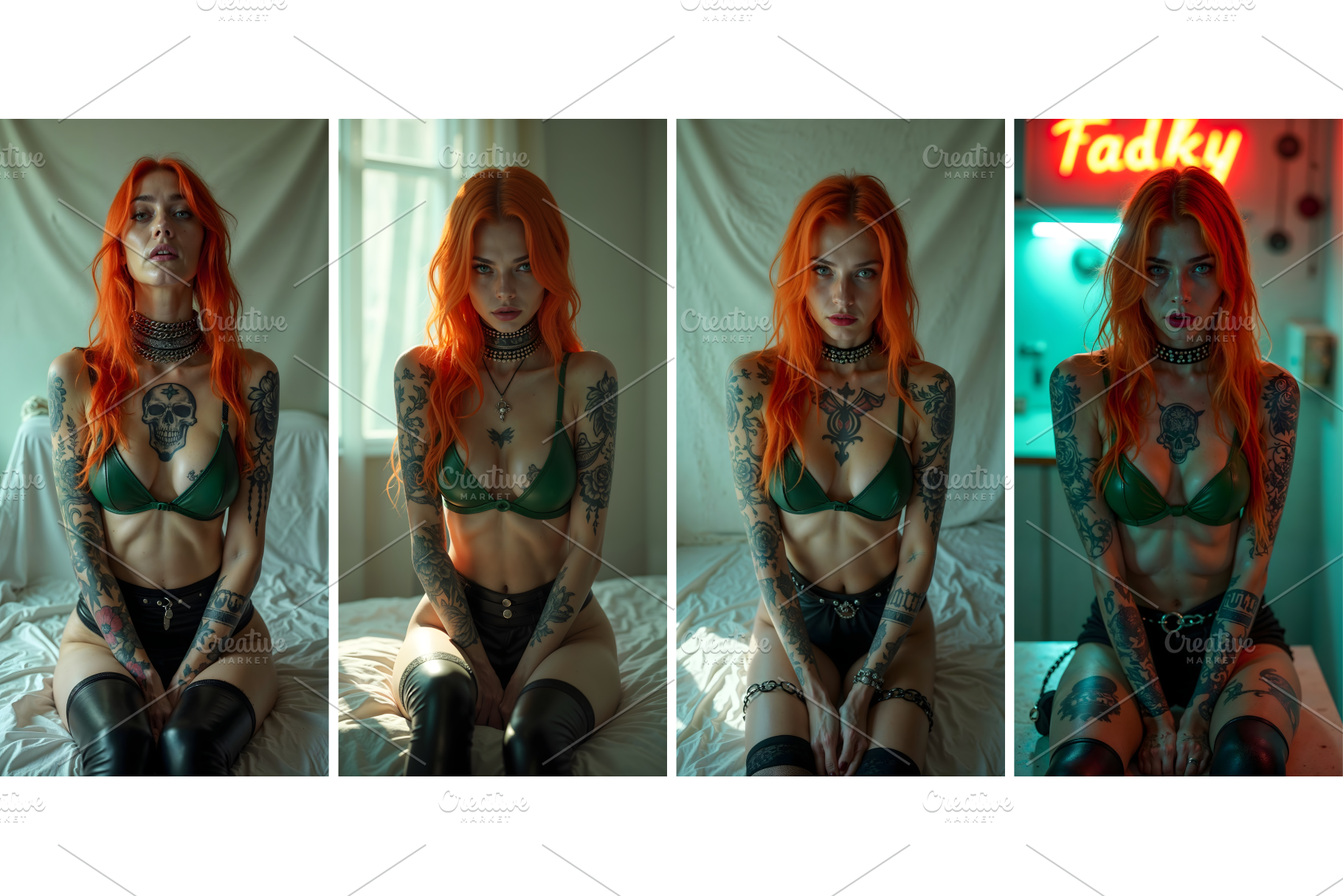 Tattoo Gothic Woman Portrait x4, a Person Photo by Miira