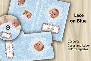 PSD CD DVD Cases - Lace on Blue, a Print Template by Kseniya-Omega