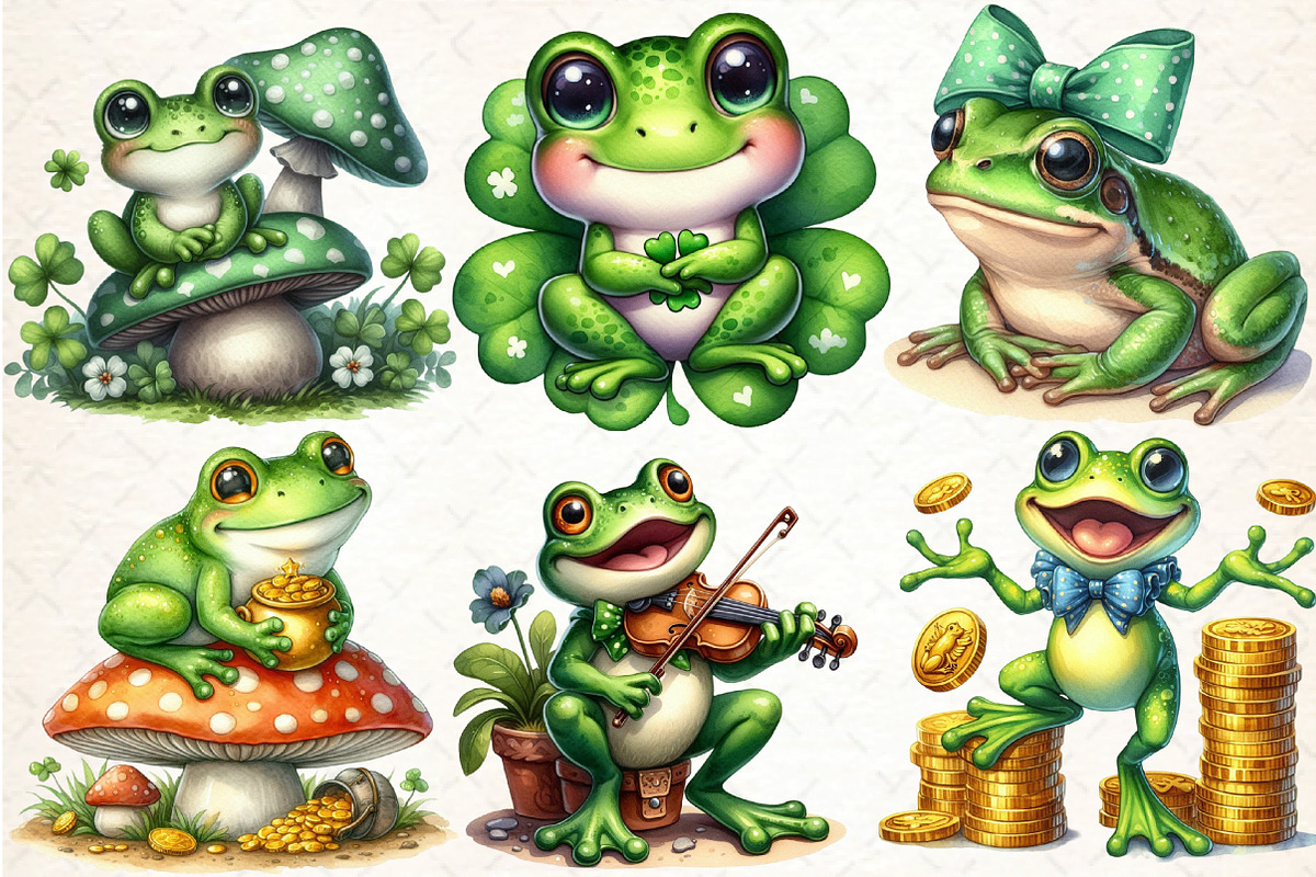 St Patrick’s Day Beautiful Frog Clip, an Illustration by DreamCafeArt (Photo 2 of 4)