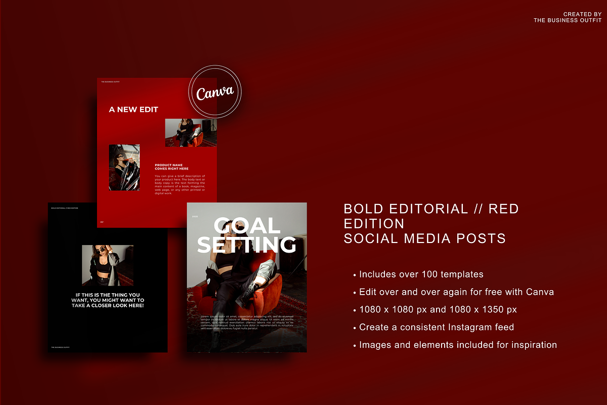CANVA Bold Editorial Instagram Posts, a Social Media Template by thebusinessoutfit (Photo 3 of 19)