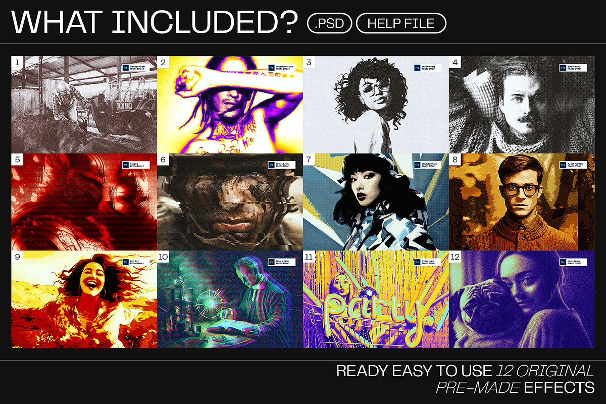 12 Photo Effect Templates, a Layer Style Add-On by iDoodle Studio (Photo 2 of 6)
