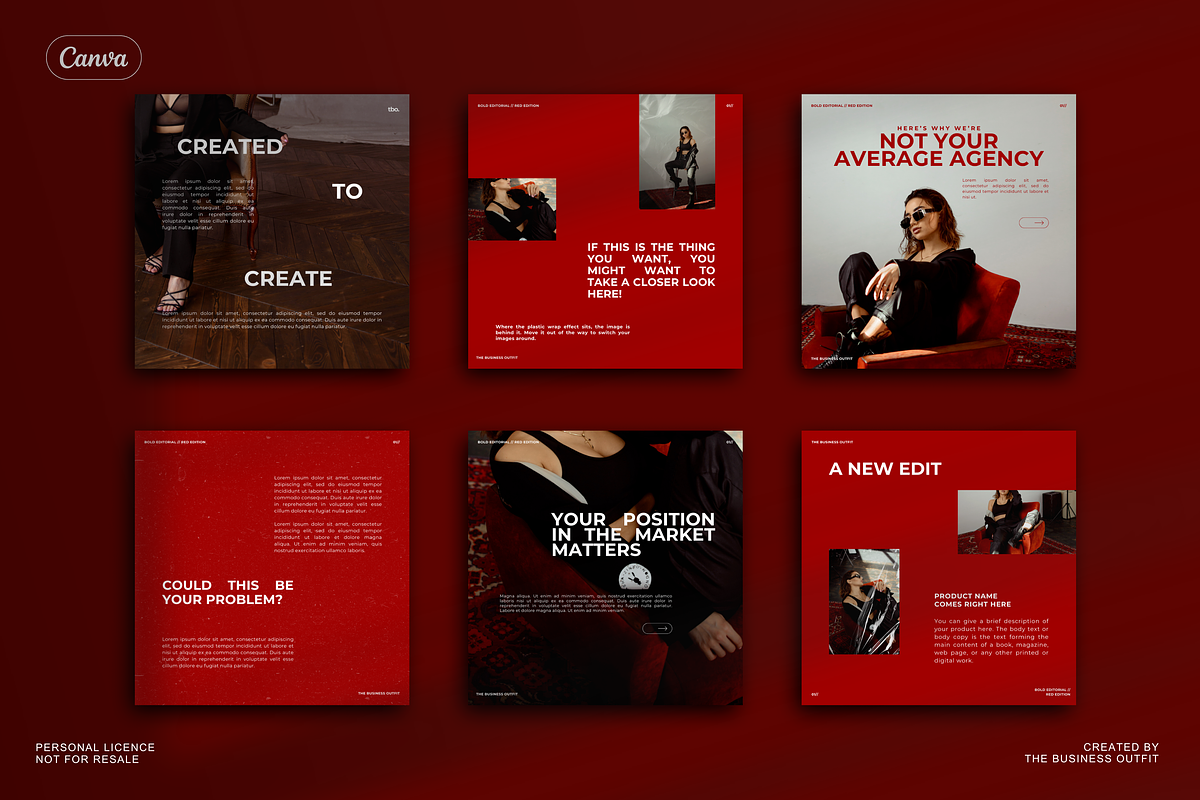 CANVA Bold Red Insta Posts & Stories, a Social Media Template by thebusinessoutfit (Photo 12 of 28)