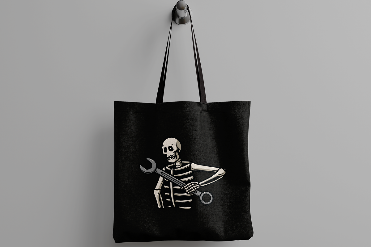 Skeleton Holding a Wrench, an Object Illustration by nomlimo.com (Photo 2 of 3)