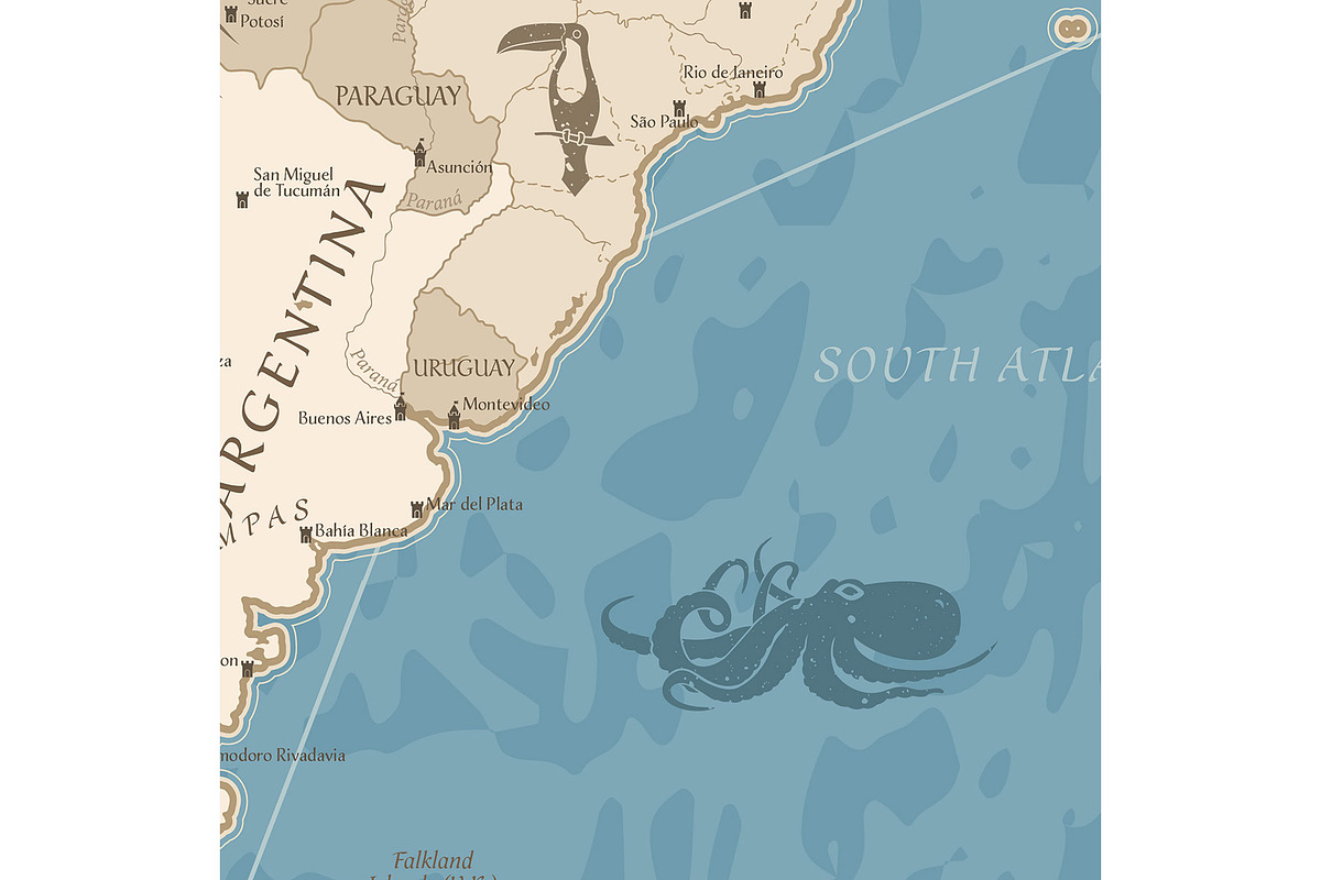 Kids World Map - Cartoon Ancient, a Graphic by PorcuPen Works (Photo 5 of 7)