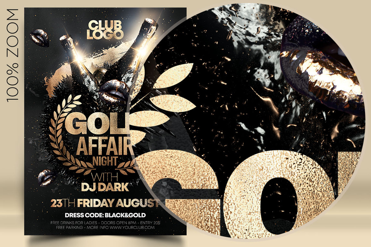 Gold Affair Night Flyer, a Flyer Template by darkmonarch (Photo 2 of 3)