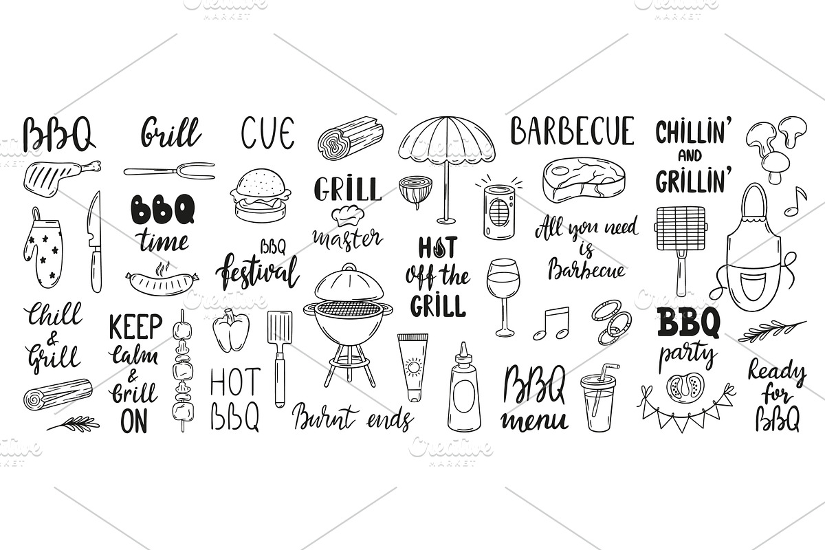 Bbq lettering. Barbeque handwritten, a Food Illustration by Valerie Bodnar
