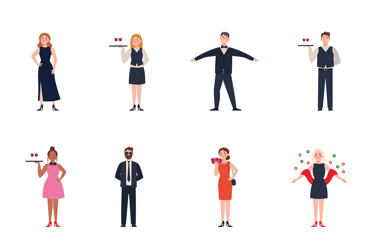 Casino People Illustration Set