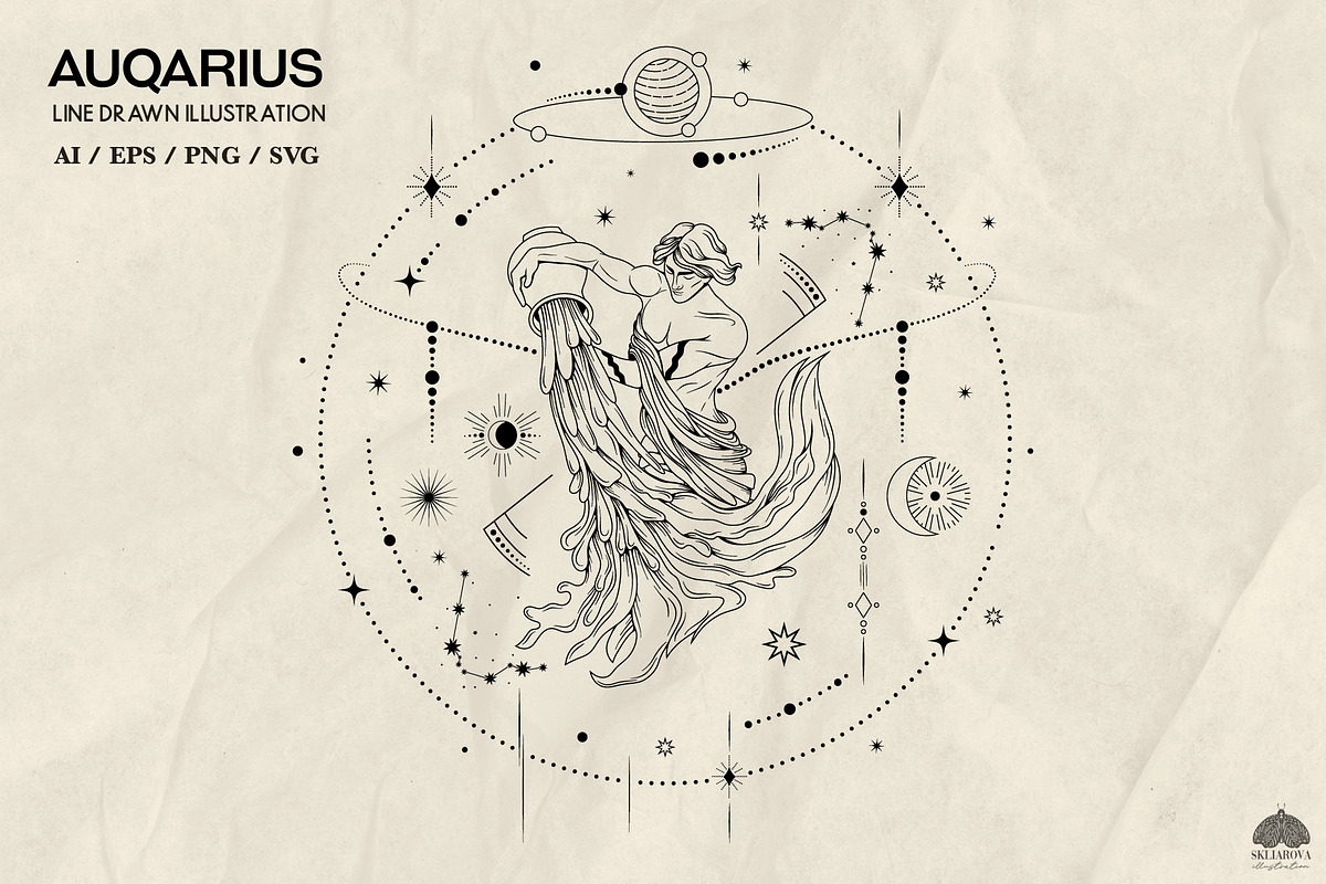 Zodiac signs line art + Procreate, a Decorative Illustration by Skliarova (Photo 14 of 16)