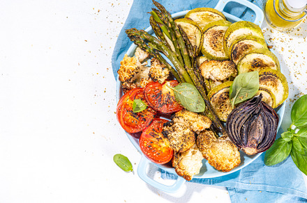 Healthy grilled bbq vegetables on pan, a Food & Drink Photo by Rimma