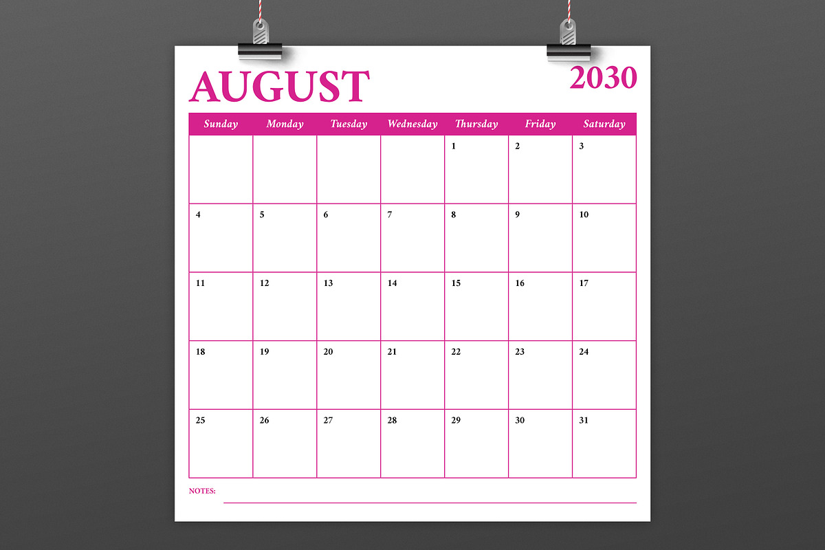 2030 12x12 COLOR Calendar Template, a Stationery Template by Running With Foxes (Photo 4 of 6)