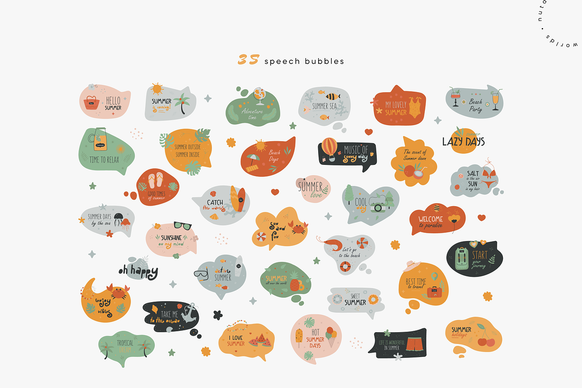 Summer Days | Vector Stickers Pack, a Decorative Illustration by Nutalin Art (Photo 7 of 16)