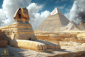 Majestic Sphinx with Pyramids under, a Photo by Tanuart