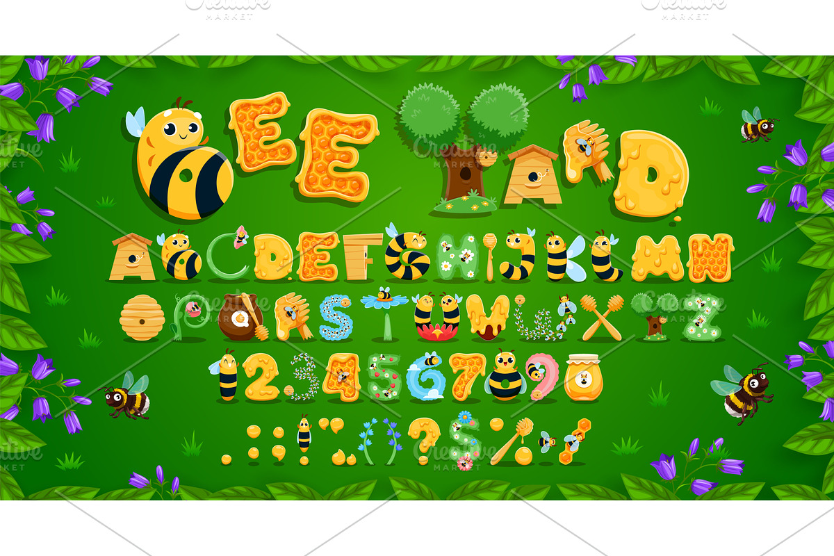 Funny beekeeping typeface, a Decorative Illustration by Vector Tradition