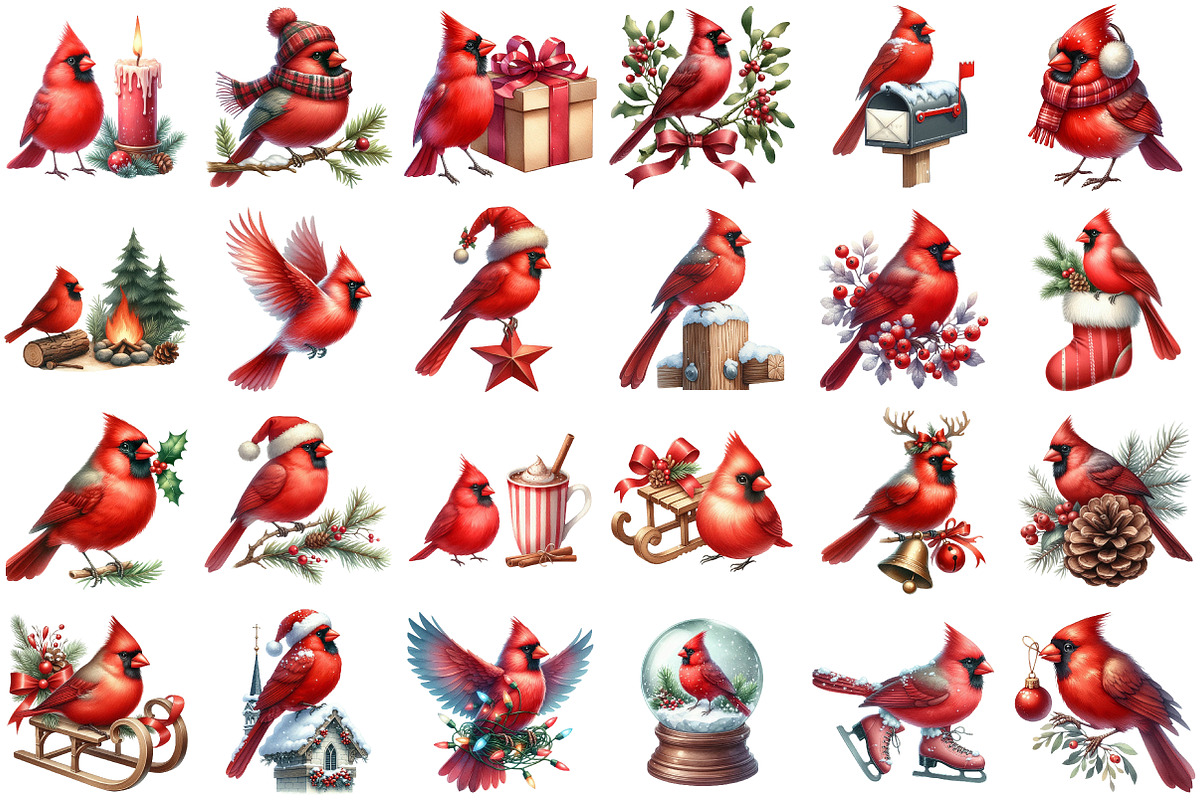Red Cardinal Christmas Clipart, an Illustration by Daily.Designs (Photo 2 of 3)