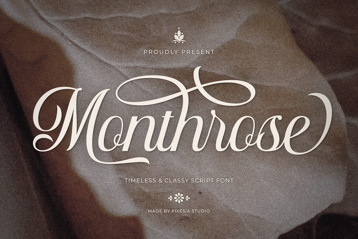 Monthrose - Modern Cursive Script, a Script Font by Pixesia Studio (Photo 1 of 14)