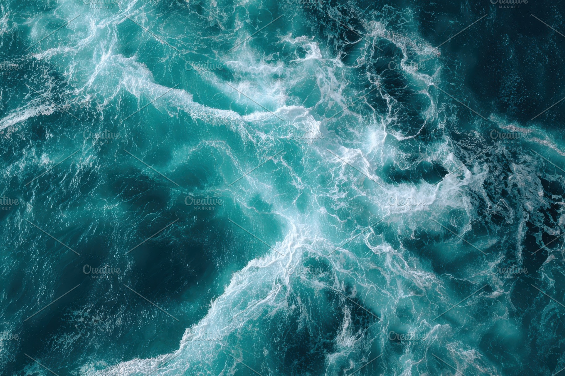 Ocean waves turquoise water white fo, a Photo by Pixeness Studio