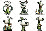 Quirky Christmas Dog Clipart, an Illustration by Black Bird Studio (Thumbnail 2 of 6)