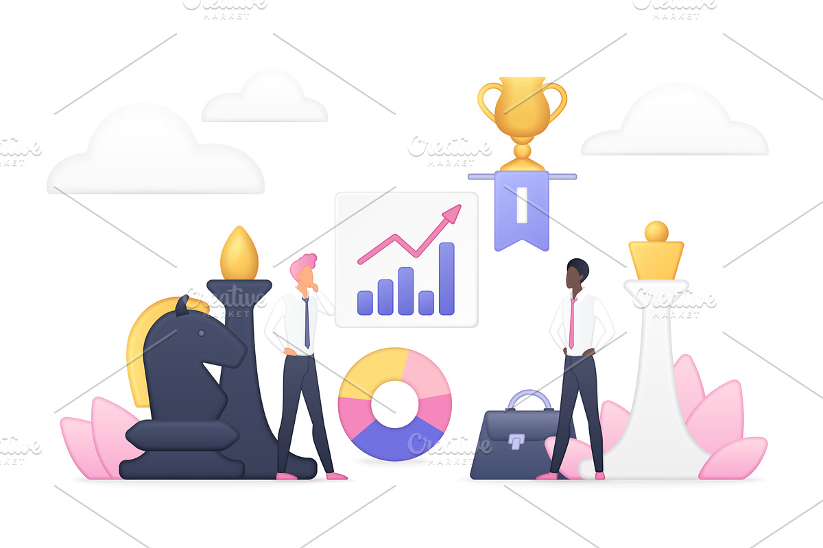 Business competition strategy chess, a Person Illustration by Lemberg Vector