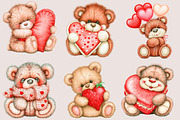 Valentine’s Day Teddy Bear Clipart, a Seasonal Illustration by SVGArt (Thumbnail 2 of 5)