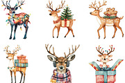 Quirky Christmas Reindeer Clipart, an Illustration by CraftArtStudio (Thumbnail 2 of 6)