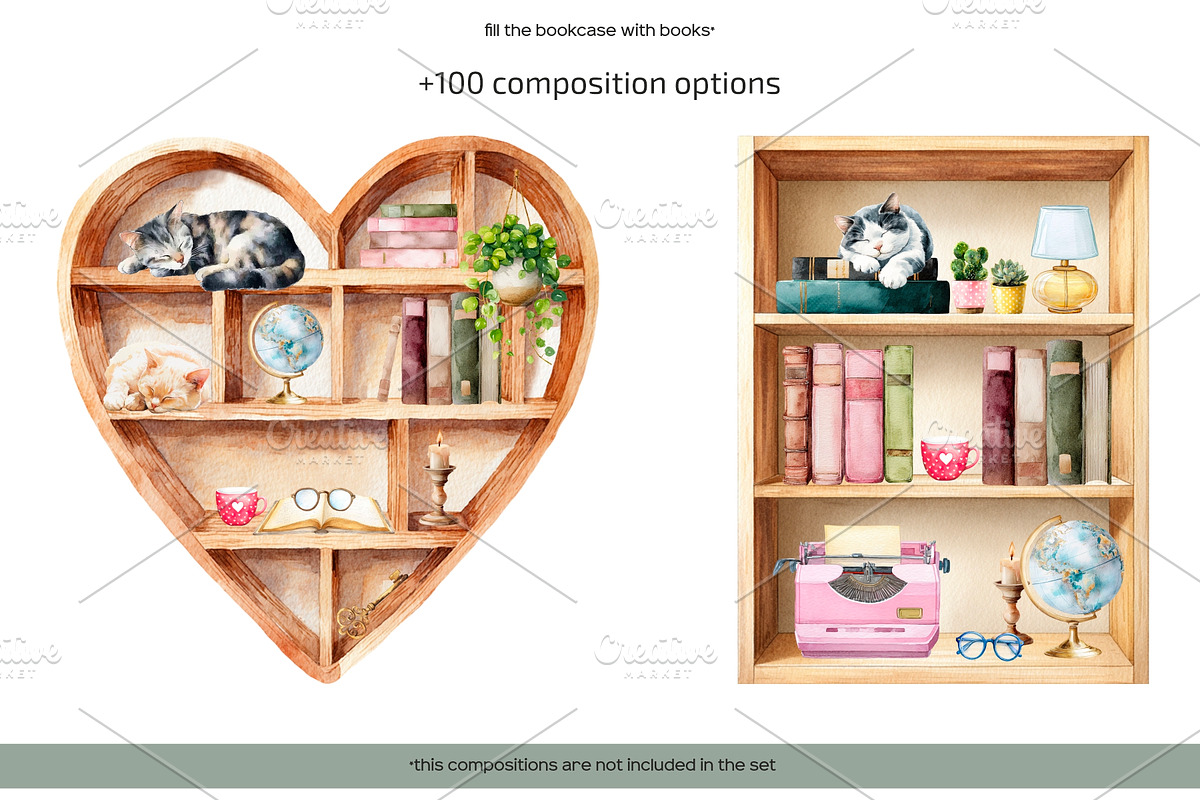 Watercolor book lover clipart, an Education Illustration by Art and Funny (Photo 7 of 12)