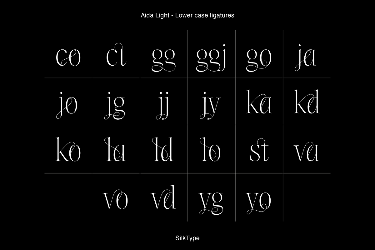 Aida | 10 Font Ligature Serif, a Font by Silktype (Photo 17 of 20)
