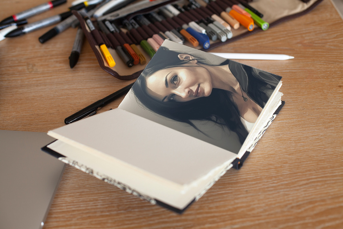 Photorealistic Sketch Book Mock-ups, a Print Template by denisespinoza (Photo 3 of 6)