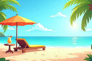 Sun Lounger And Ice Drink On Island, a Photo by LOGOCREATIVE