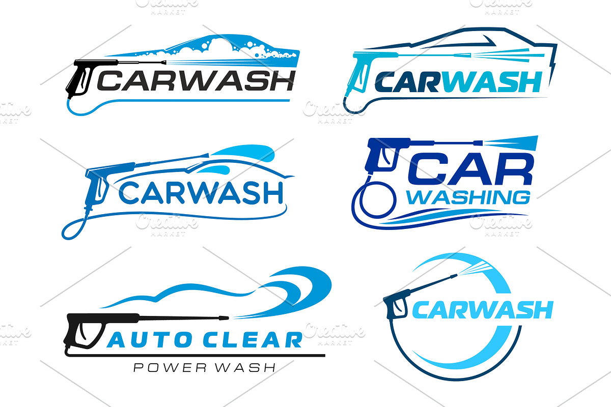 Car washing service icons, auto, a Transportation Illustration by Vector Tradition