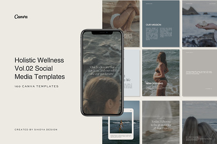 160 Holistic Social Media Templates, a Social Media Template by Sikoya Design