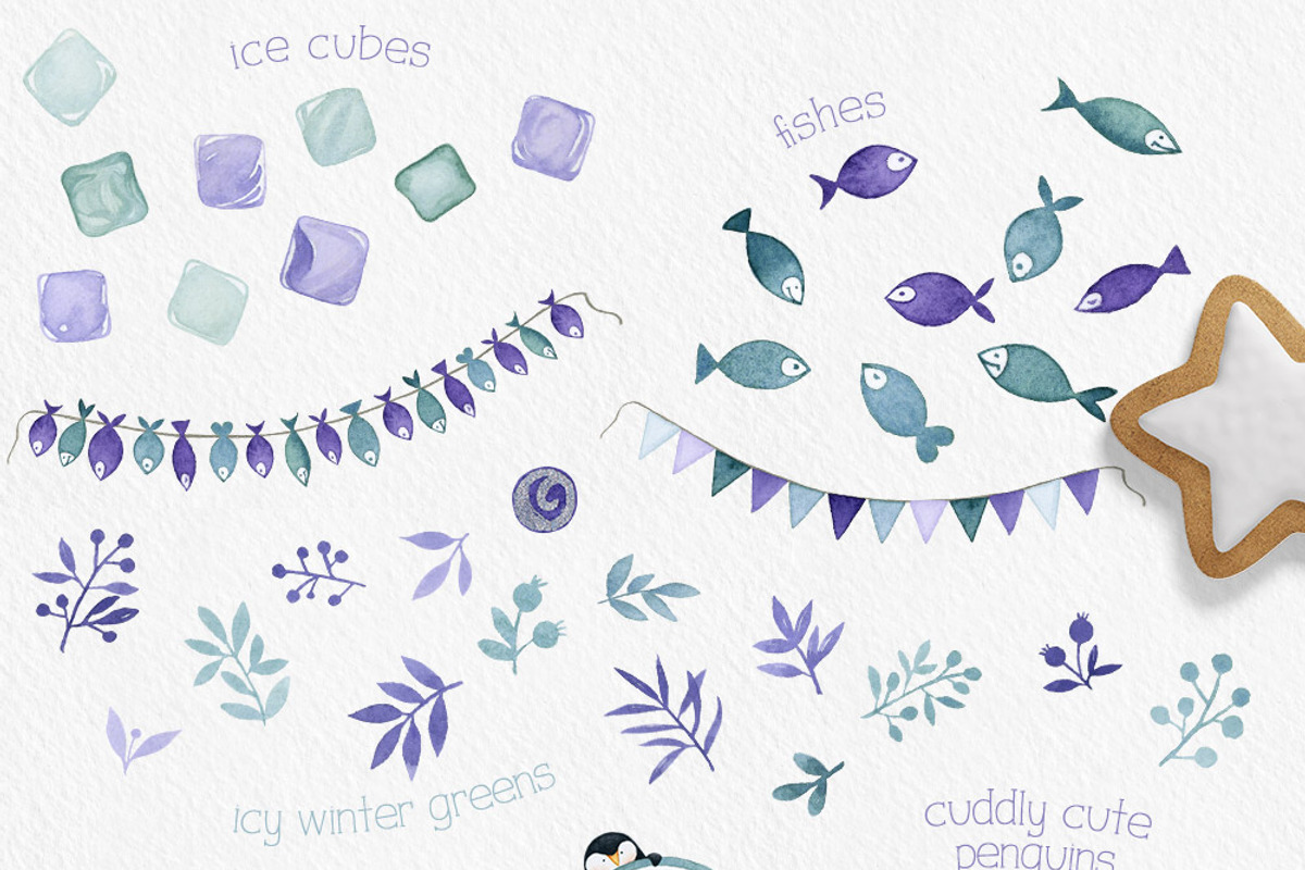 Penguin Party Watercolors, an Illustration by Watercolor Nomads (Photo 3 of 3)