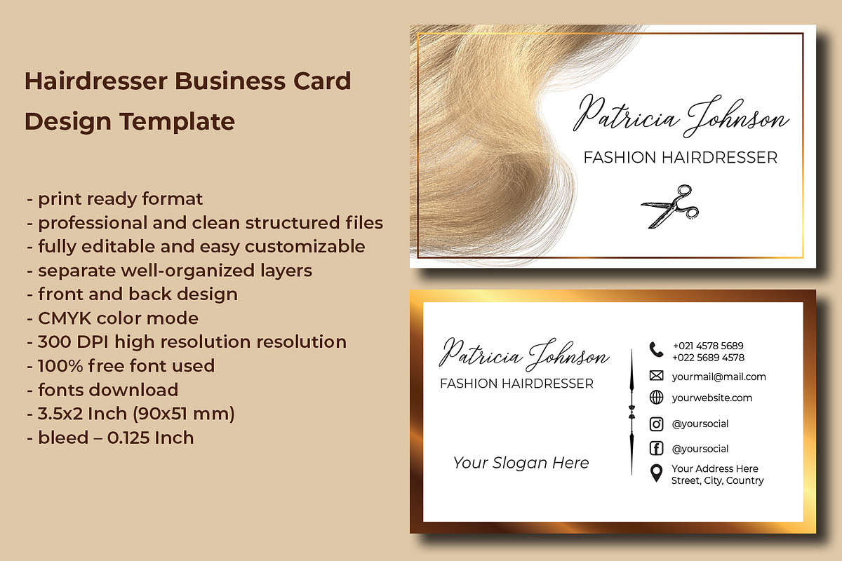 Fashion Hairdresser Business Card, a Business Card Template by Kseniya-Omega (Photo 1 of 4)