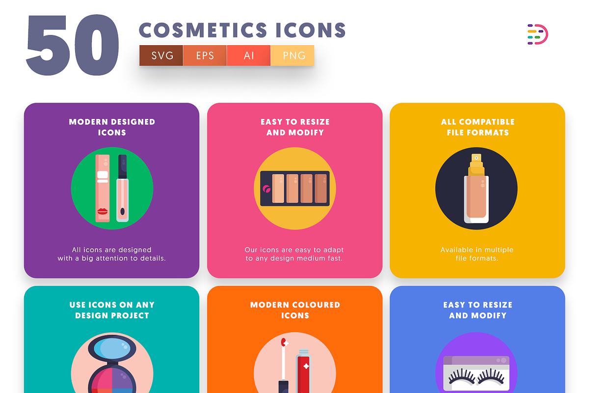 50 Cosmetics Icons, an Outline Icon by Dighital (Photo 6 of 10)