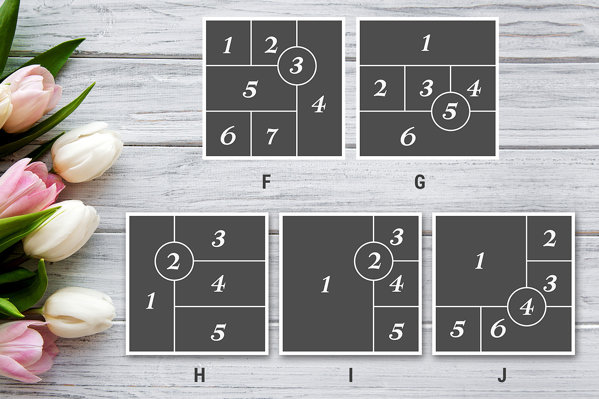 10 Square Photo Collage Templates, a Templates & Theme by DickyJiang Illustrations (Photo 3 of 4)
