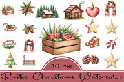 Rustic Christmas Watercolor Clipart, an Illustration by CrexoraLab (Thumbnail 2 of 5)